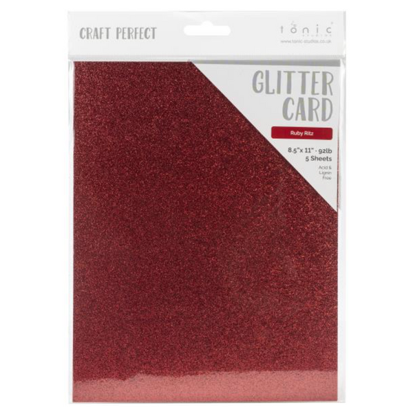 Craft Perfect 8.5x11 Ruby Ritz Glitter Cardstock {B414}