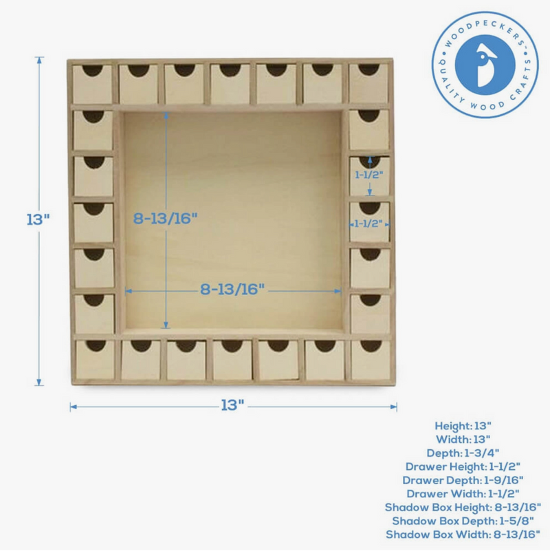 Woodpeckers Crafts Unfinished Wooden Square Advent Calendar {HD-ASB}