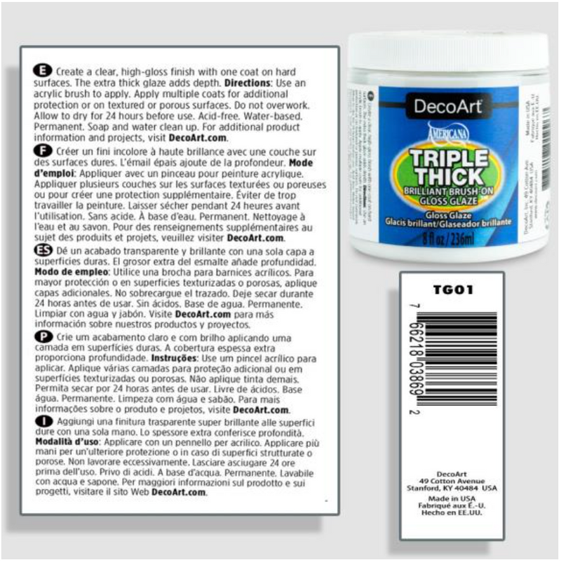 DecoArt Triple Thick 8oz. Brilliant Brush On Gloss Glaze {K123}