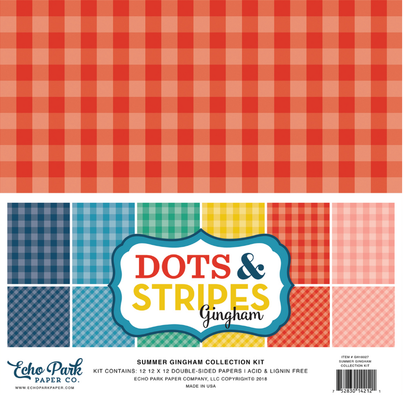 Echo Park 12x12 Summer Gingham Dots & Stripes Collection Kit {HD V66}