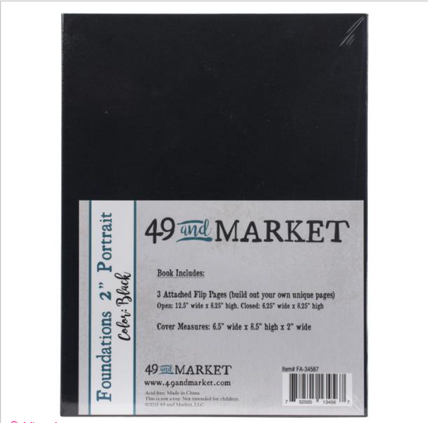 49 And Market Foundations Black 2" PORTRAIT Album 8.5L"X6.5W"