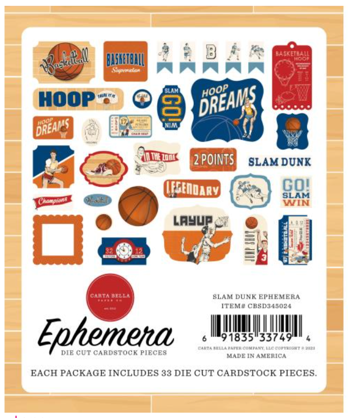 Carta Bella Slam Dunk Icons Ephemera {D181}