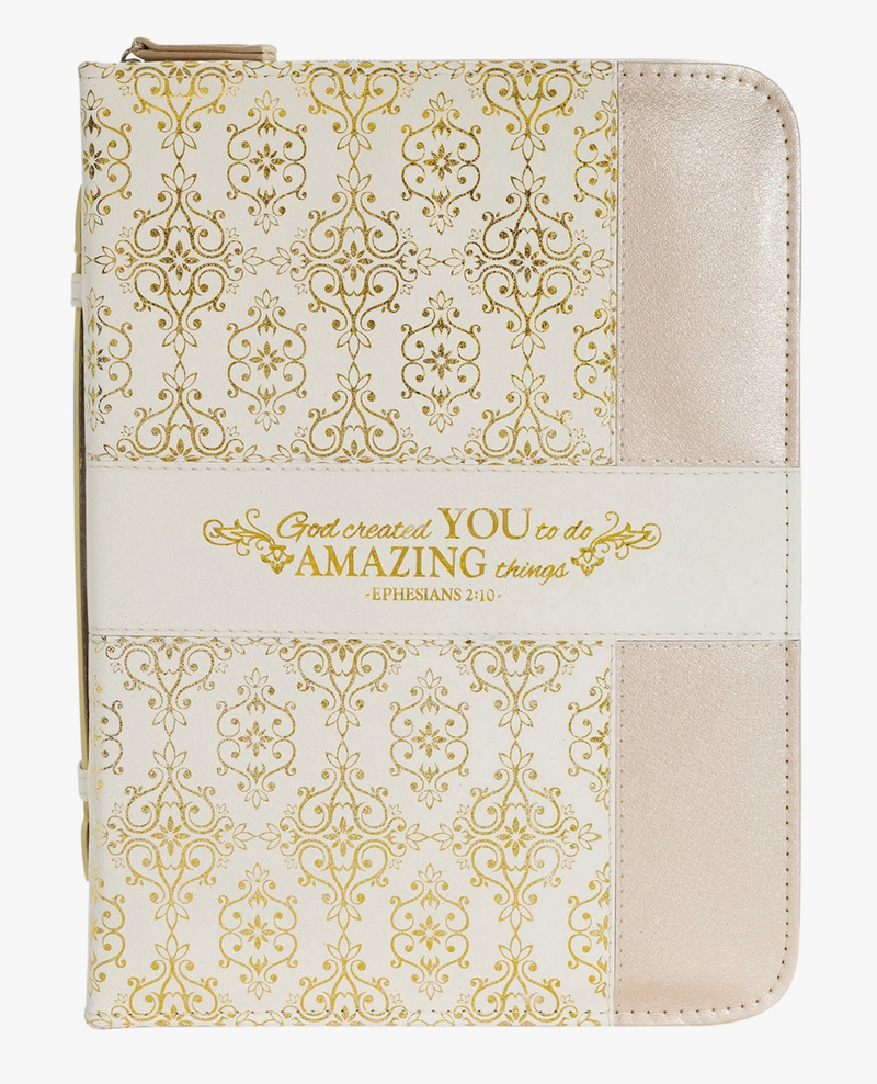 Divinity Boutique XL Cream & Gold Amazing You Bible Cover {R9}