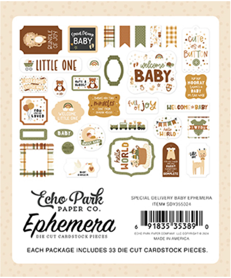 Echo Park Special Delivery Baby Icons Ephemera {B20}
