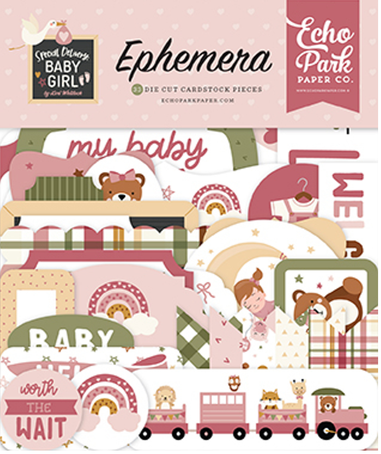Echo Park Special Delivery Baby Girl Icons Ephemera {B103}