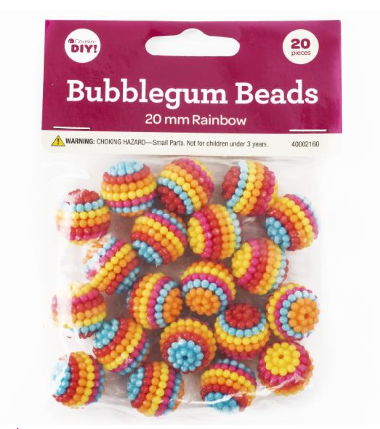 Cousin DIY 20mm Rainbow Bubblegum Beads {G207}