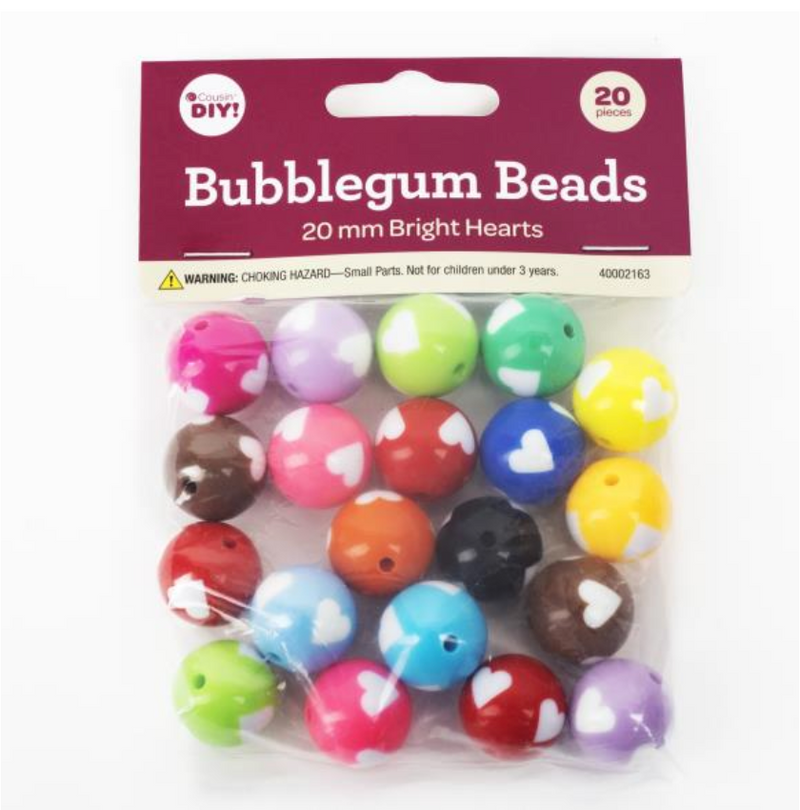 Cousin DIY 20mm Bright Heart Bubblegum Beads {G209}