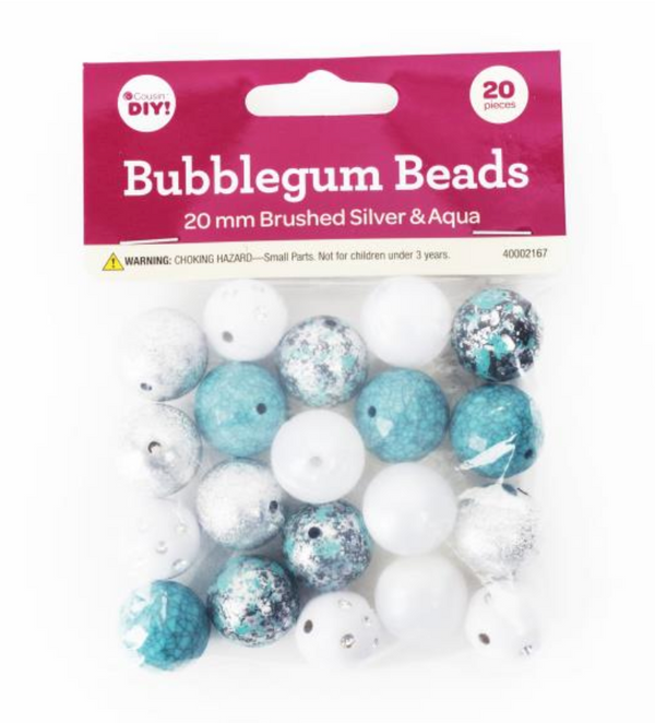 Cousin DIY 20mm Brushed Silver Bubblegum Beads {G219}