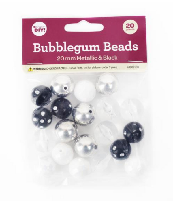 Cousin DIY 20mm Metallic Black Bubblegum Beads {G210}