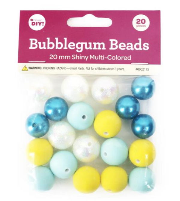 Cousin DIY 20mm Yellow, Blue & White Mix Bubblegum Beads {G220}