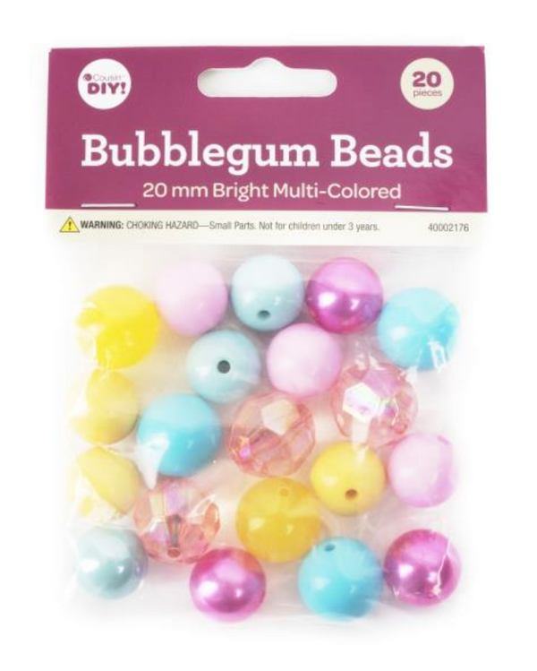 Cousin DIY 20mm Bright Multi Bubblegum Beads {G211}