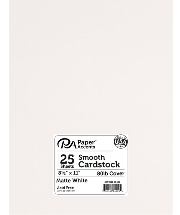 Paper Accents 8.5x11 Matte White Smooth 80lb. Cardstock