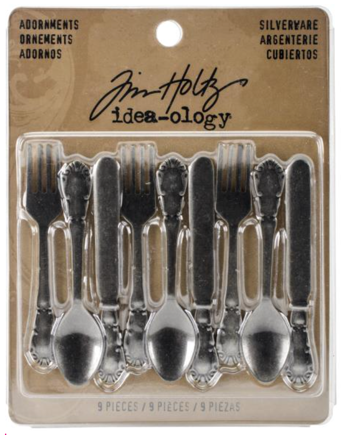 Tim Holtz Idea-ology Antique Nickel Silverware Embellishments {G228}