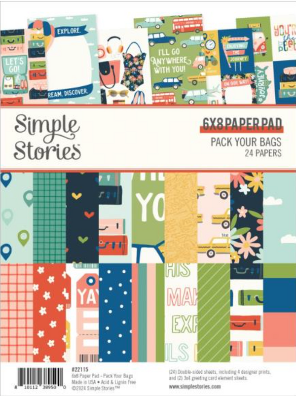 Simple Stories 6x8 Pack Your Bags Paper Pad {B610}