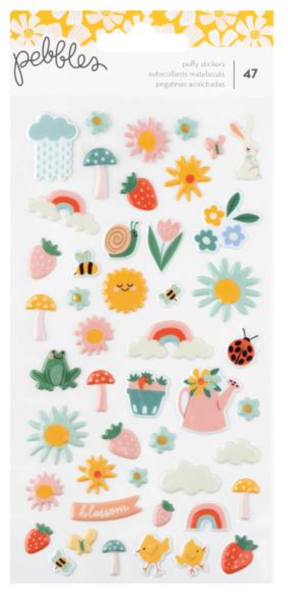 American Crafts Pebbles Sunny Bloom Puffy Stickers {G126}