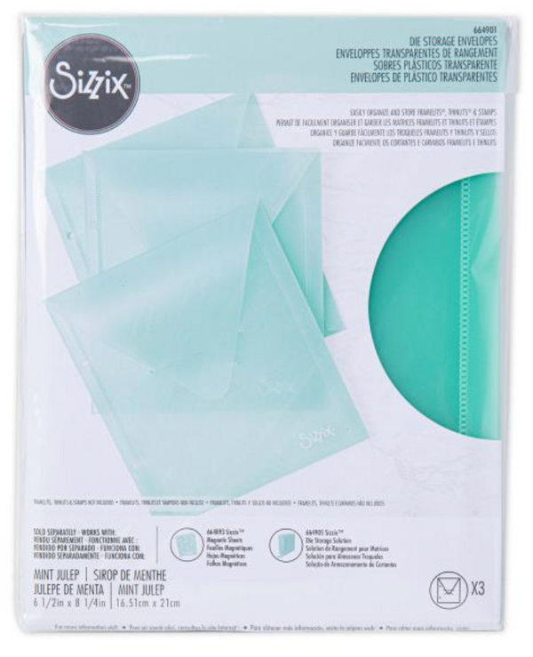 Sizzix 6.875x5 Mint Julep Plastic Storage Envelopes {C415}