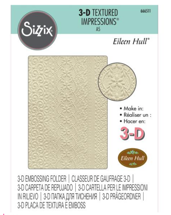 Sizzix 3D Textured Impressions A5 Lace Embossing Folder by Eileen Hull {C302}