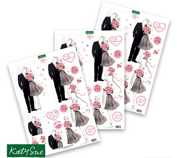 Katy Sue Young Couple Die Cut Decoupage Sheets 3pk. {F21}