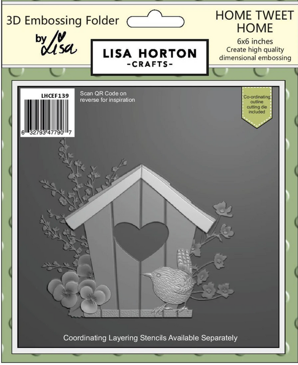 Lisa Horton Crafts 6x6 Home Tweet Home 3D Embossing Folder & Die {B622}