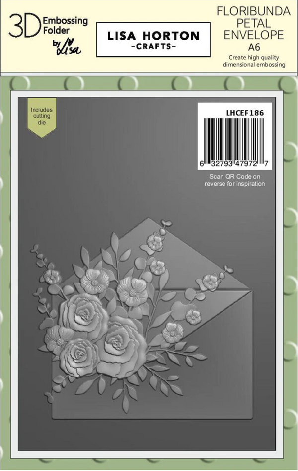 Lisa Horton Crafts A6 Floribunda Petal Envelope 3D Embossing Folder & Die {B11}