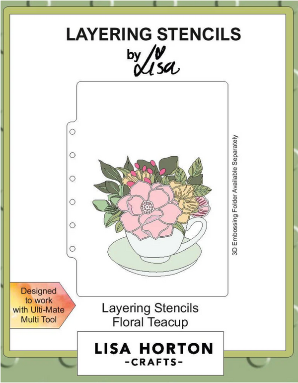 Lisa Horton Crafts 5x7 Floral Teacup Layering Stencils {C309}