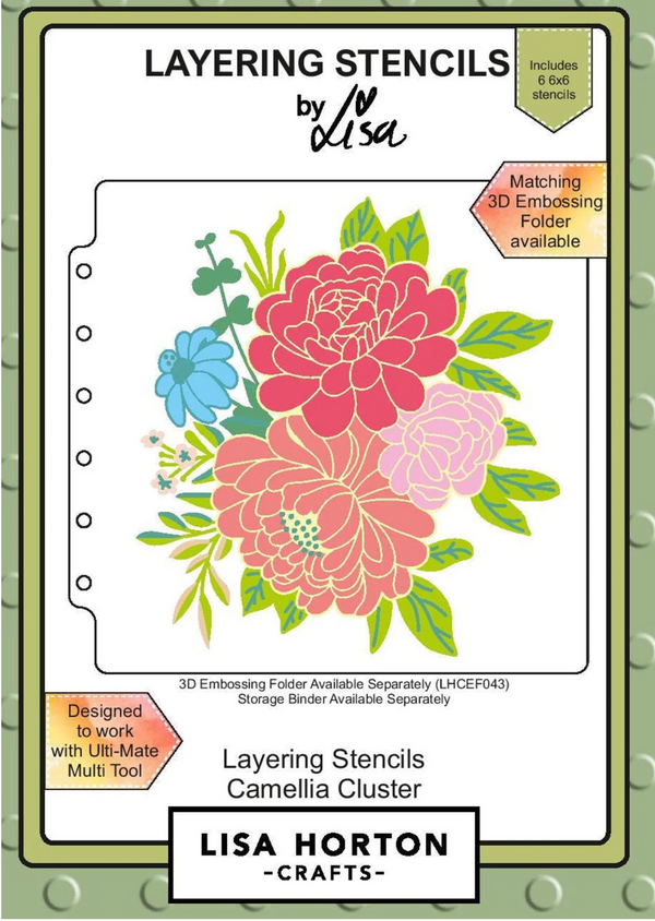 Lisa Horton Crafts 6x6 Camellia Cluster Layering Stencils {B504}