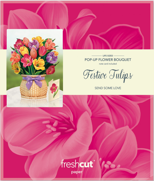 FreshCut Paper Festive Tulips Pop Up Flower Bouquet