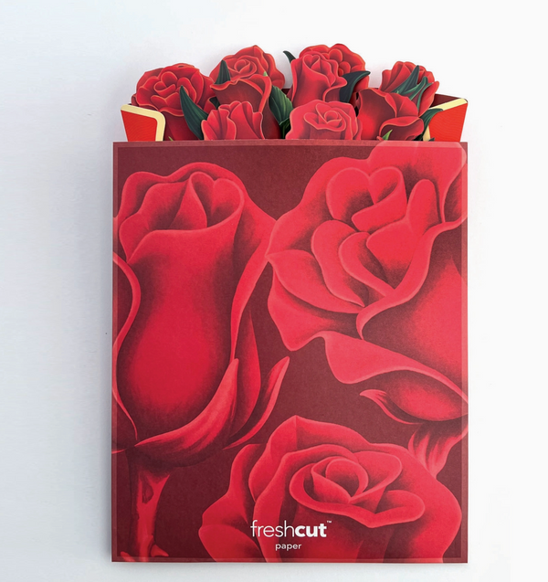 FreshCut Paper Red Roses Pop Up Flower Bouquet
