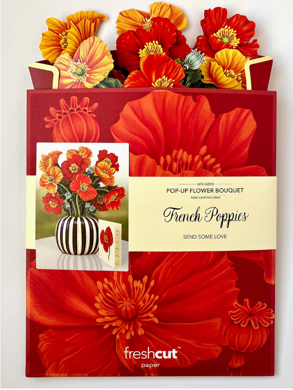 FreshCut Paper French Poppies Pop Up Flower Bouquet