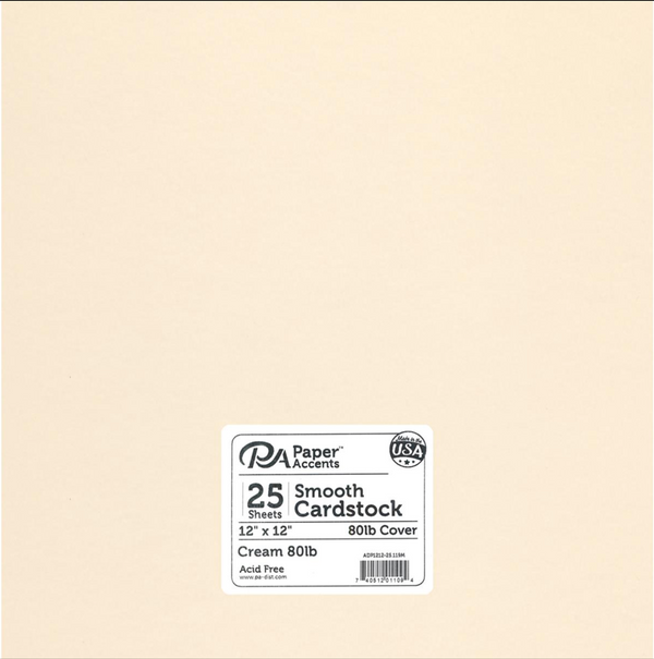 Paper Accents 12x12 80lb Cream Smooth Cardstock {C209}