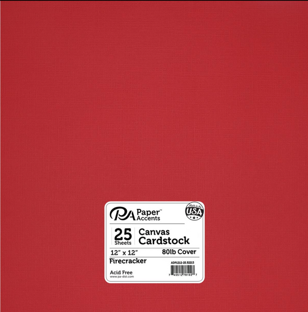 Paper Accents 12x12 80lb Firecracker Canvas Cardstock
