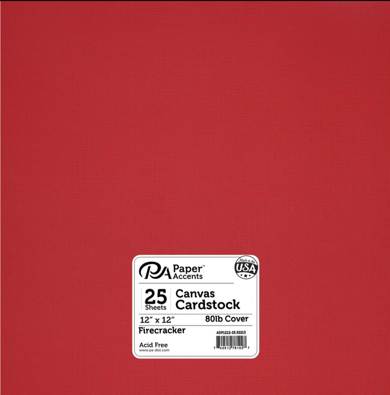 Paper Accents 12x12 80lb Firecracker Canvas Cardstock