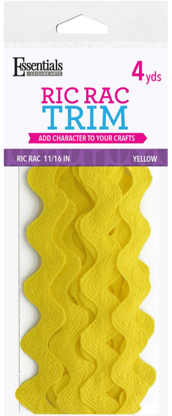 Leisure Arts Essentials Yellow 11/16" Ric Rac {G151}