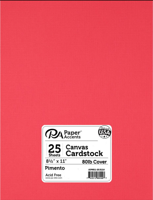 Paper Accents 8.5x11 80lb Pimento Canvas Cardstock {B213}