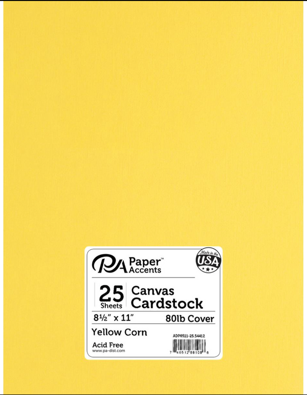 Paper Accents 8.5x11 80lb Yellow Corn Canvas Cardstock {B717}