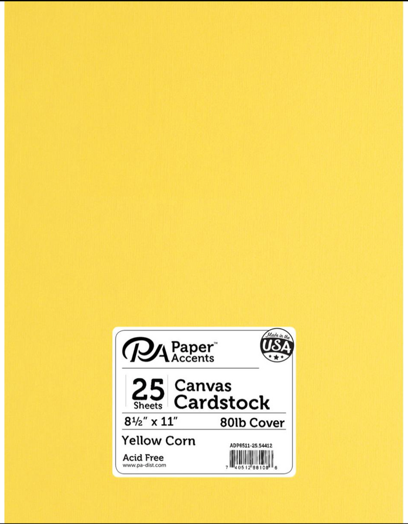 Paper Accents 8.5x11 80lb Yellow Corn Canvas Cardstock {B717}