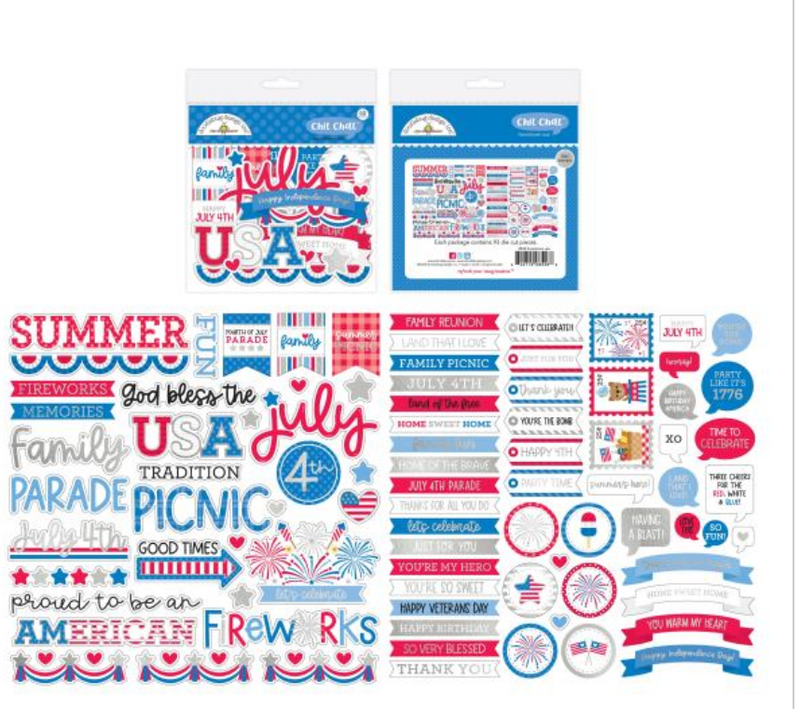 Doodlebug Design Hometown USA Chit Chat Ephemera {D143}