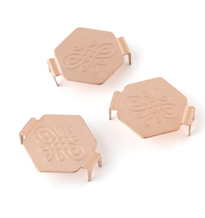 We R Makers Copper Hexagon Knot Embossed Charm Staples {F320}