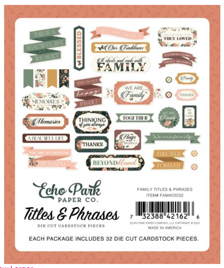Echo Park Family Titles & Phrases Ephemera {G88}