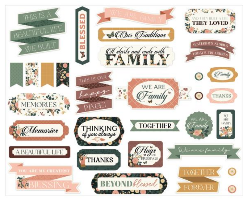 Echo Park Family Titles & Phrases Ephemera {G88}