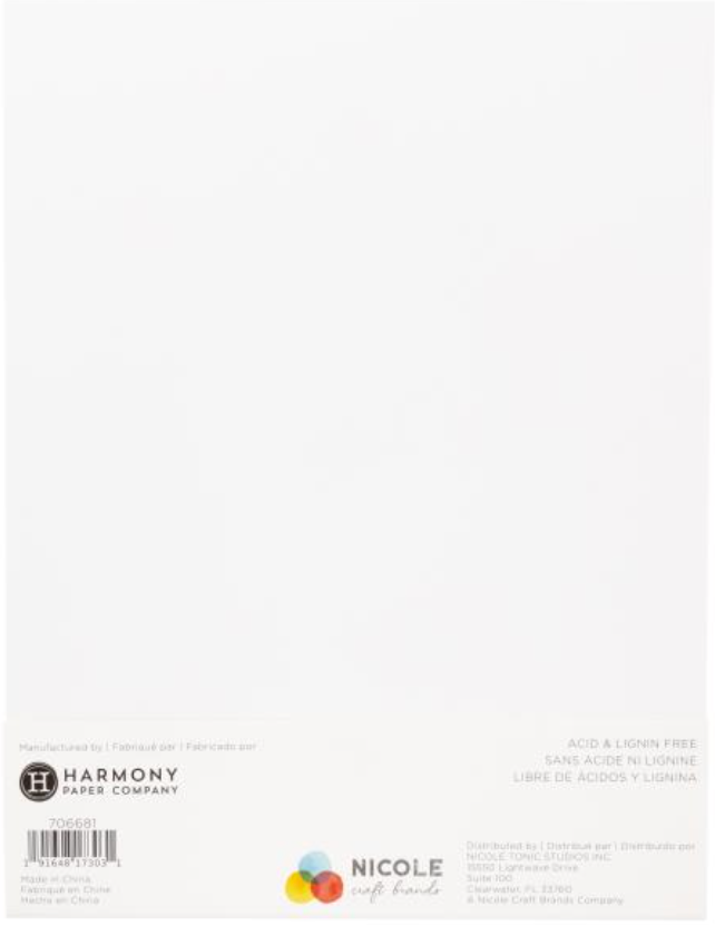 Harmony Hues 8.5x11 Brilliant White 110lb. Cardstock