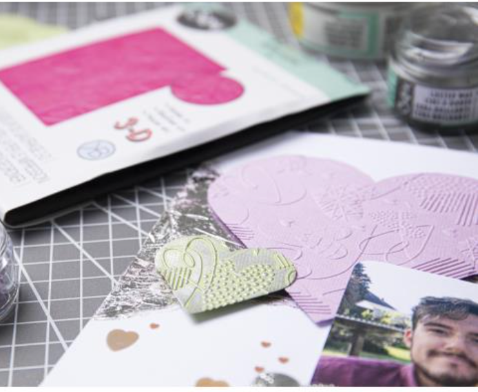 Sizzix A6 Mark Making Hearts 3D Textured Impressions Embossing Folder {W12}