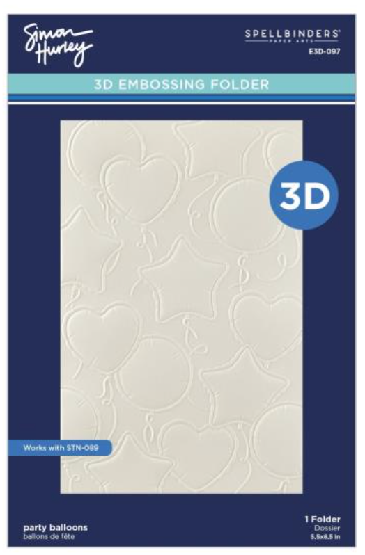 Spellbinders Simon Hurley Party Balloons 3D Embossing Folder {X121}