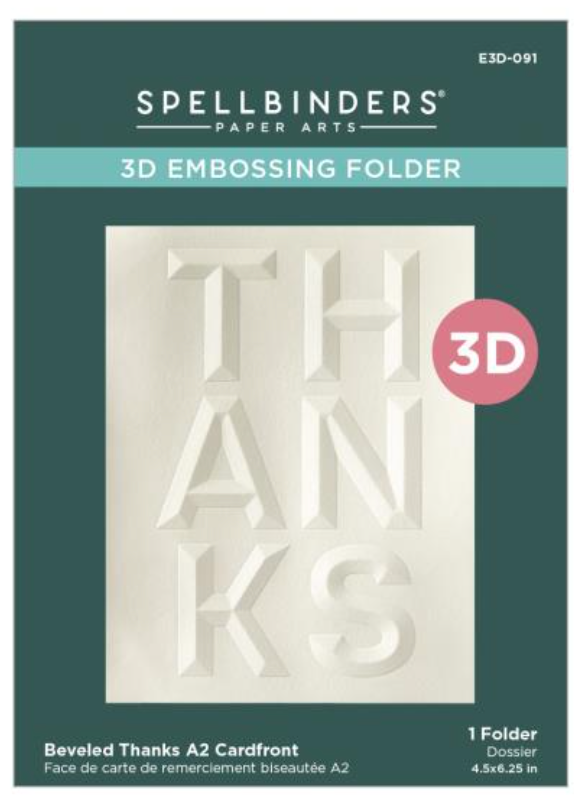 Spellbinders A2 Cardfront Beveled Thanks 3D Embossing Folder