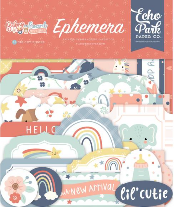 Echo Park Baby on Board Girl Icons Ephemera {B307}