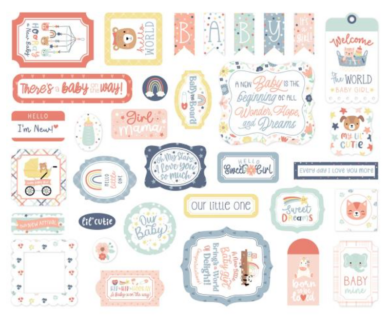 Echo Park Baby on Board Girl Icons Ephemera {B307}