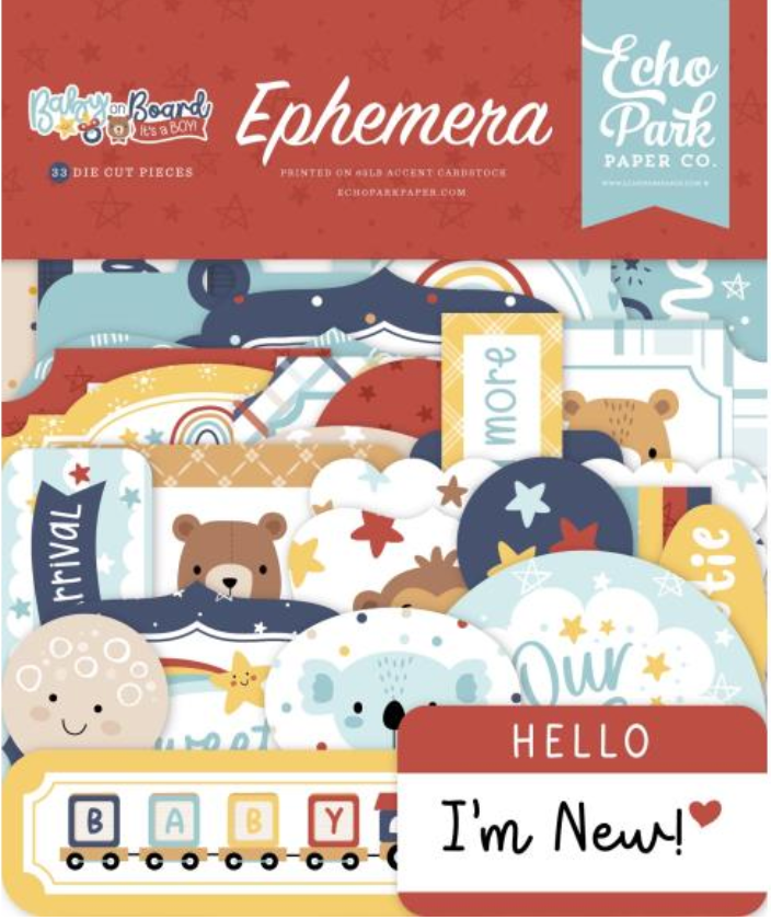 Echo Park Baby on Board Boy Icons Ephemera {B310}