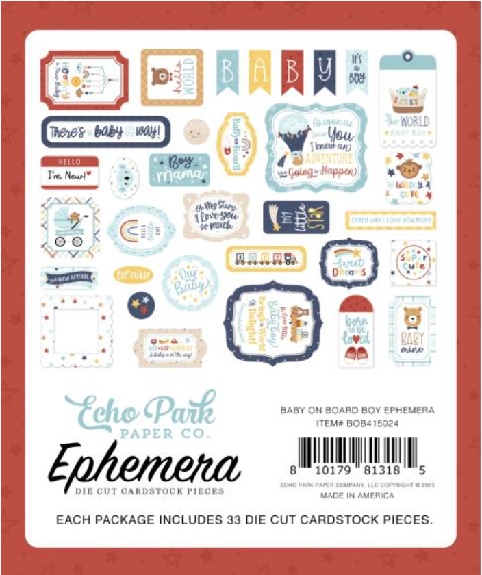 Echo Park Baby on Board Boy Icons Ephemera {B310}