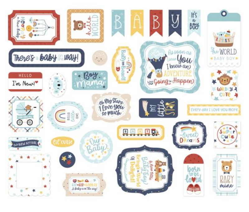 Echo Park Baby on Board Boy Icons Ephemera {B310}
