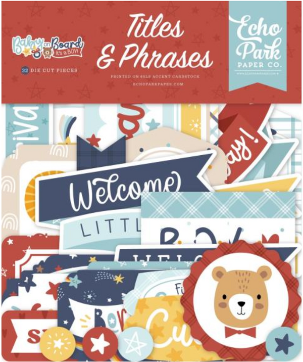Echo Park Baby on Board Boy Titles & Phrases Ephemera {B216}